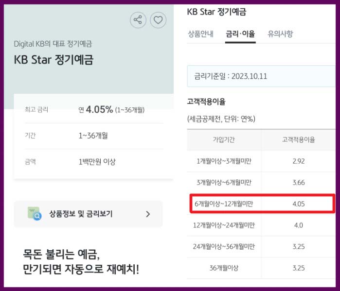 KB국민은행 KB Star 정기예금