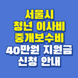 서울시 청년 이사비 중개보수비