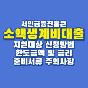 소액생계비대출 금액 금리